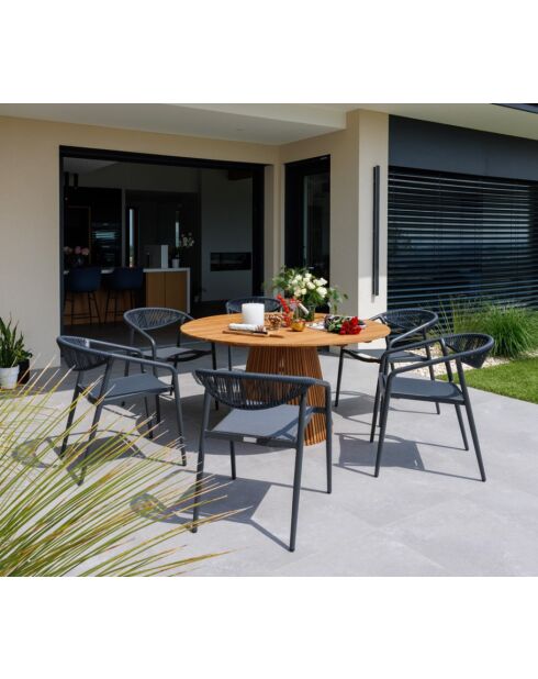 Essgruppe Bali: Tisch und 6 Fontana-Stühle