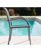 Essgruppe Honfleur XL aus Eichenholz: 1 Tisch und 2 Stühle Beziers in Anthrazit und Terrakotta