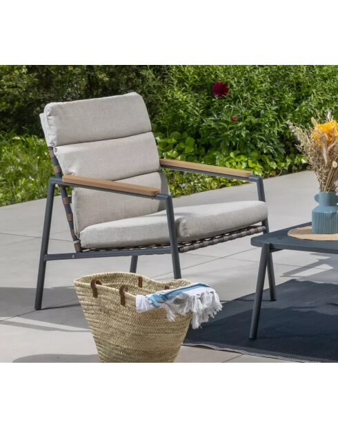 Muebles de jardín Arcachon de aluminio antracita de 4 plazas
