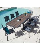 Essgruppe Honfleur XL aus Eichenholz: 1 Tisch und 2 anthrazitfarbene Stühle Beziers