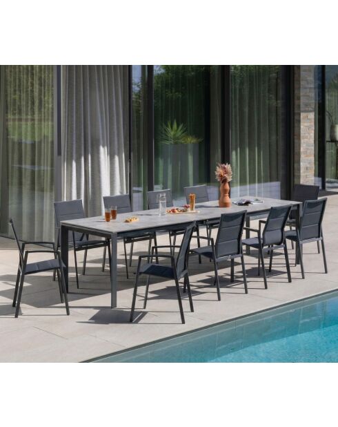 Set de comedor de pizarra Naples XL: mesa y 10 sillas Minea