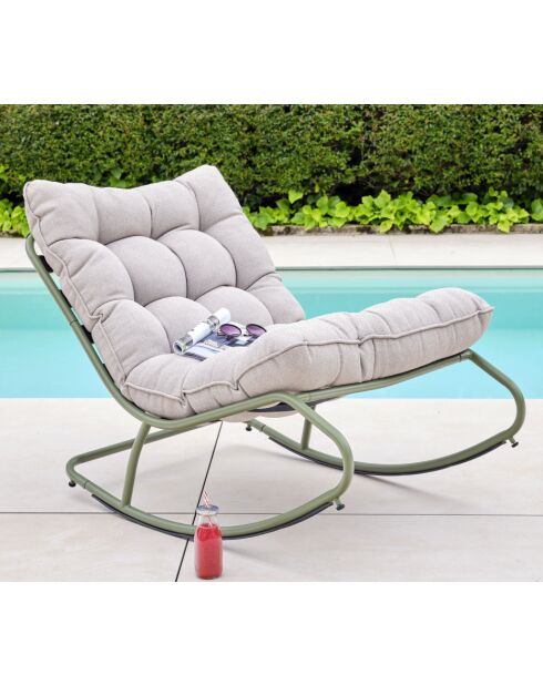 Sedia a dondolo Madrid verde salvia - 71x111x73,4 cm