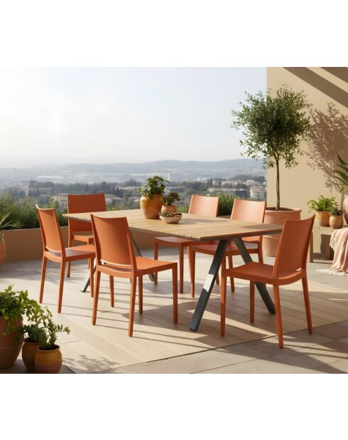 Cincinnatos Essgruppe: 1 fester Tisch und 6 Lagos-Terracotta-Stühle