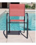 Essgruppe Honfleur: 1 Tisch und 6 Stühle von Bbeziers in Grau/Terrakotta