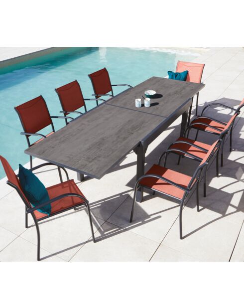 Essgruppe Honfleur XL aus Schiefer: 1 Tisch und 2 Stühle Beziers