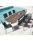 Essgruppe Honfleur XL aus Eichenholz: 1 Tisch und 8 salbeigrüne Stühle