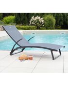 2 Transats de jardin Polenca Gris Anthracite - 189x72.5x32 cm