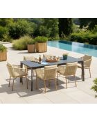 Ensemble nairobi gris & bois : 1 table + 8 fauteuils meduza