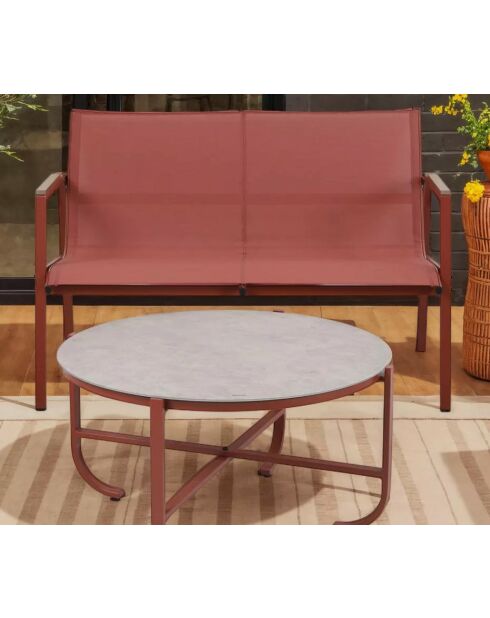 Mueble de jardín Perth de terracota para 4 plazas, 80 x 40,5/115 x 63 x 84/59 x 63 x 84 cm