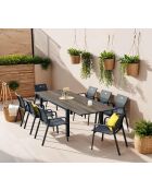 Eikenhouten eetset Guethary: tafel + 8 grijs/bruine fauteuils