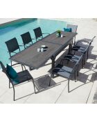 Honfleur XL leisteen eetset: 1 tafel + 2 antracietkleurige stoelen van Beziers