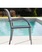 Honfleur XL leisteen eetset: 1 tafel + 2 antracietkleurige stoelen van Beziers