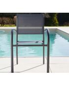 Honfleur XL leisteen eetset: 1 tafel + 2 antracietkleurige stoelen van Beziers