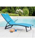 2 transats de jardin Polenca Bleu Canard - 189x72.5x32 cm