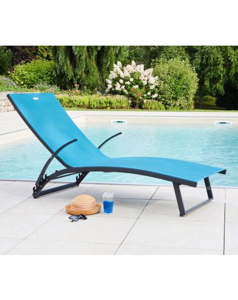 2 transats de jardin Polenca Bleu Canard - 189x72.5x32 cm