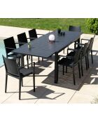 Juego de comedor Guetharos: mesa + 8 sillones Lagos gris antracita