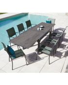 Juego de comedor Honfleur XL de pizarra: 1 mesa y 2 sillas Beziers de color verde salvia