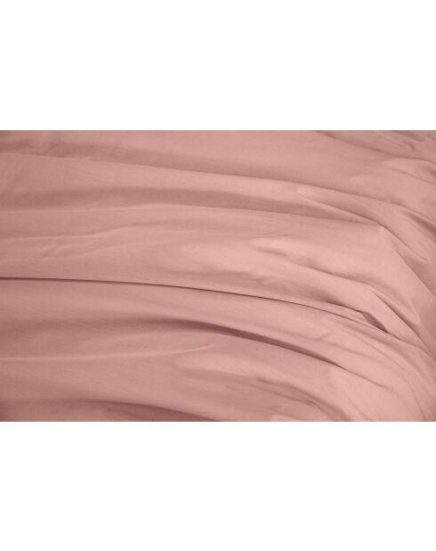 Parure housse de couette en percale de coton rose thé