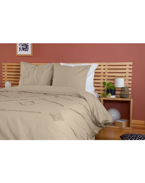 Parure de couette finitions Tuftées en coton lavé Akoe grise