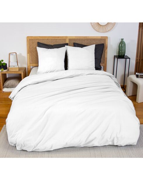Parure housse de couette  en percale de coton blanche