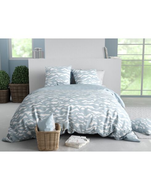Parure housse de couette  en coton Nordic imprimé fond bleu