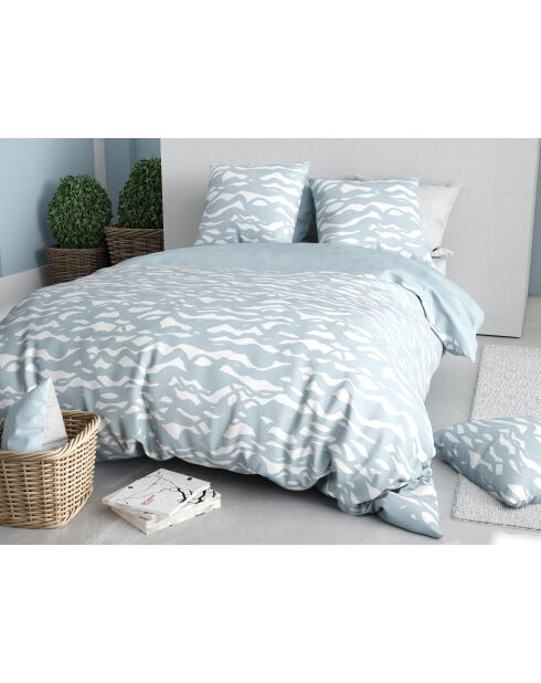 Parure housse de couette  en coton Nordic imprimé fond bleu