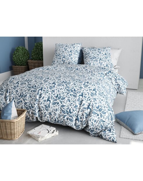 Parure housse de couette  en coton blouva bleue