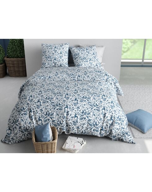 Parure housse de couette  en coton blouva bleue