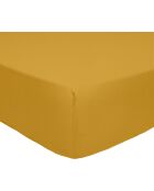 Drap housse en percale de coton moutarde