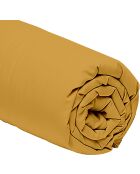 Drap housse en percale de coton moutarde