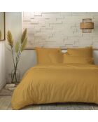 Drap housse en percale de coton moutarde