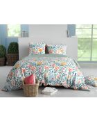 Parure housse de couette  en satin de cotonThelma imprimé verte
