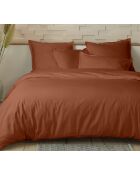 Parure housse de couette en percale de coton terracotta