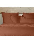 Parure housse de couette en percale de coton terracotta