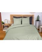 Parure housse de couette  en percale de coton vert sauge