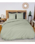 Parure housse de couette  en percale de coton vert sauge