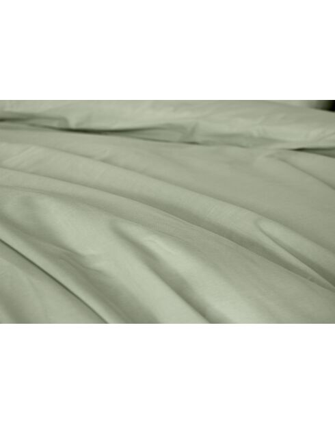 Parure housse de couette  en percale de coton vert sauge