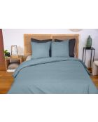 Parure housse de couette  en percale de coton bleu fumé