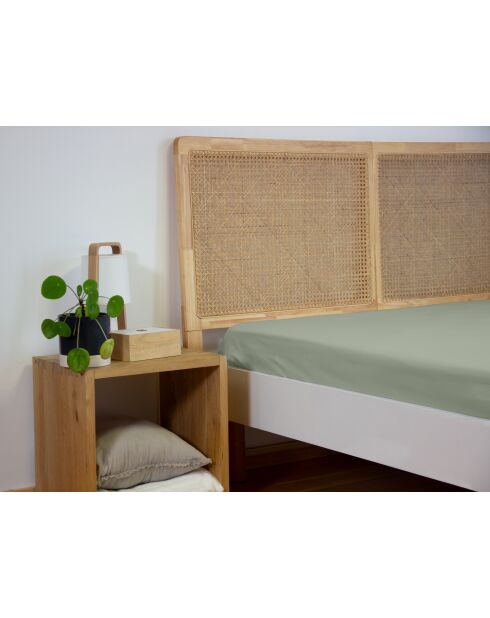 Drap housse en percale de coton vert sauge