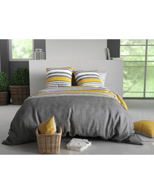 Parure housse de couette en coton Studt grise
