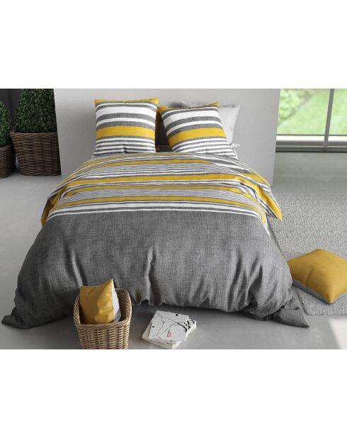 Parure housse de couette en coton Studt grise