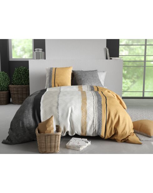 Parure housse de couette  en coton Ogis gris