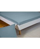 Drap housse en percale de coton bleu fumé