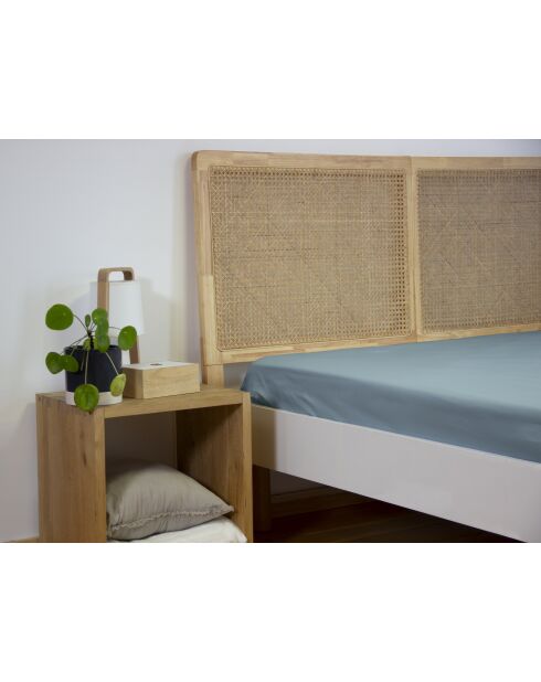 Drap housse en percale de coton bleu fumé