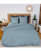 Drap housse en percale de coton bleu fumé