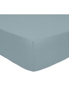 Drap housse en percale de coton azur