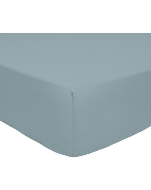 Drap housse en percale de coton azur