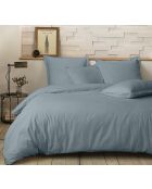 Drap housse en percale de coton azur