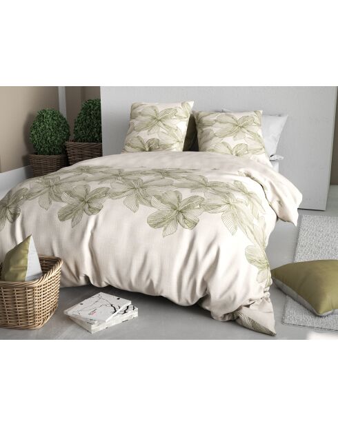 Parure housse de couette  en coton mila verte