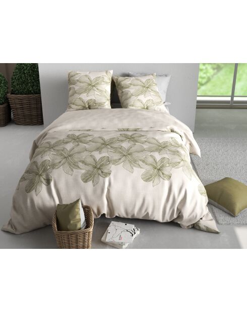 Parure housse de couette  en coton mila verte